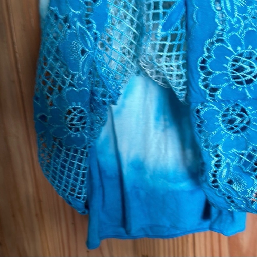 Sky brand lace embroidered flower mini strapless dress hi lo high low lined - Picture 4 of 5